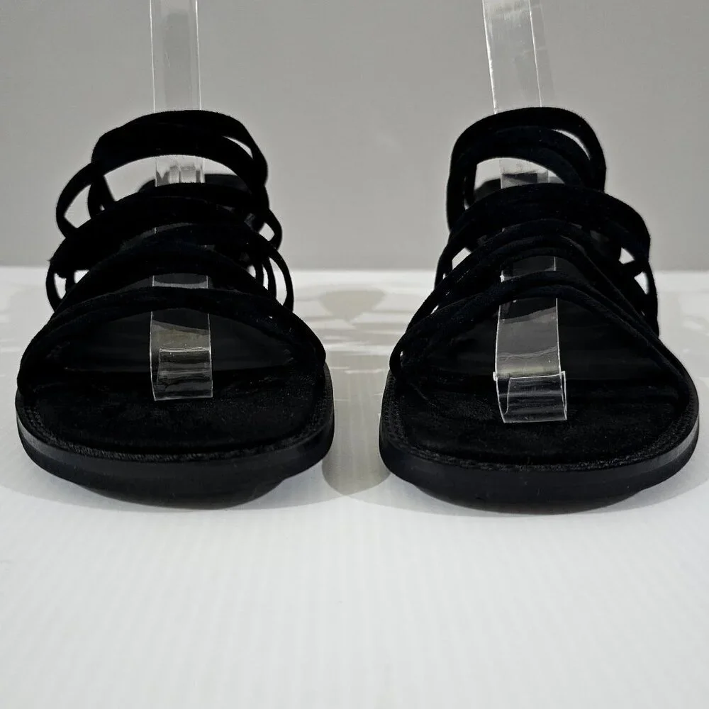 Jeffrey Campbell Intertwine Slide Sandal Womens 11 Black Suede Block Heel